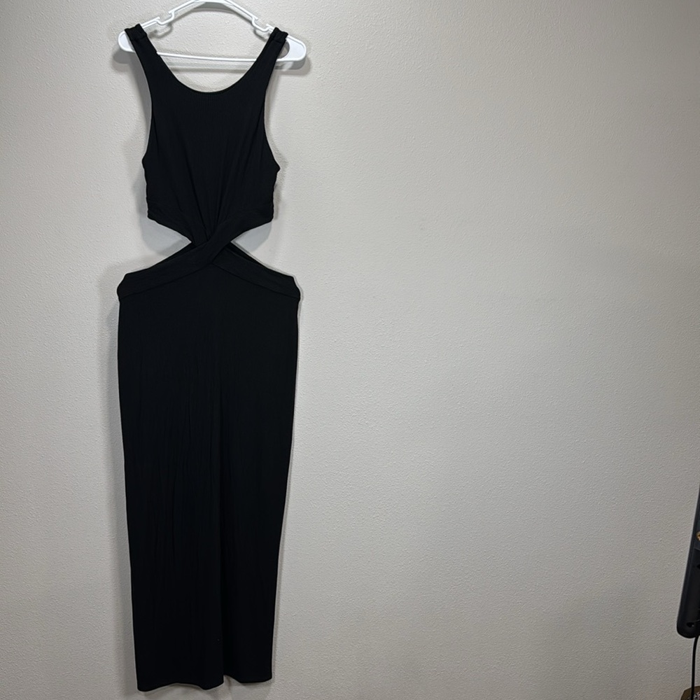 One mile Ava‎ dress black rib knit